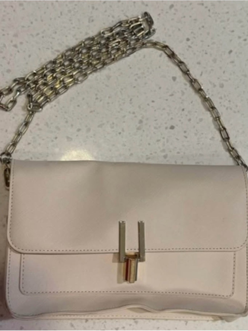 Elegant Cream Crossbody Bag with Gold Chain Strap